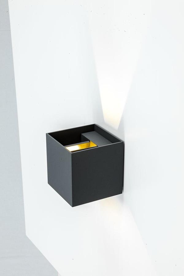 EVN CUBE LED Wandleuchte, 2-flmg. (up + down), IP54, 220-240V, 2x6W, 3000K, 2x400lm, anthrazit (L54121502RE)