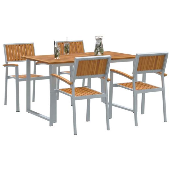 Garten-Essgruppe Set aus 5 Grau Stahl Langlebig Essgruppe