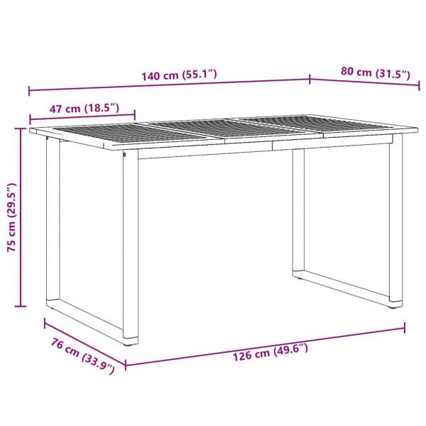 Garten Essgruppe Set mit 7 Teilen Grau, Holz Metall Robust