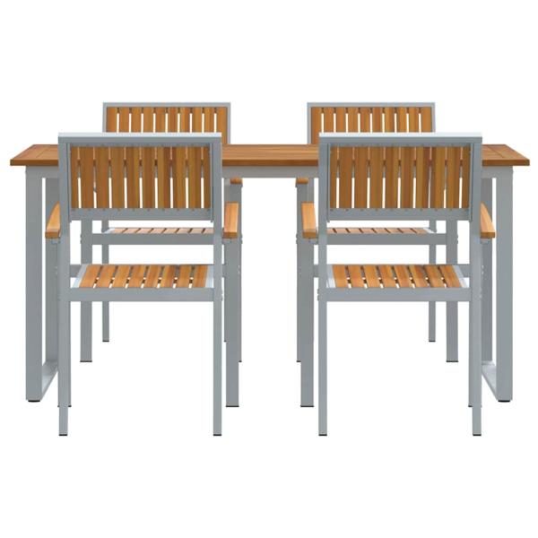 Garten Essgruppe 5 pcs Grau Massivholz Akazie