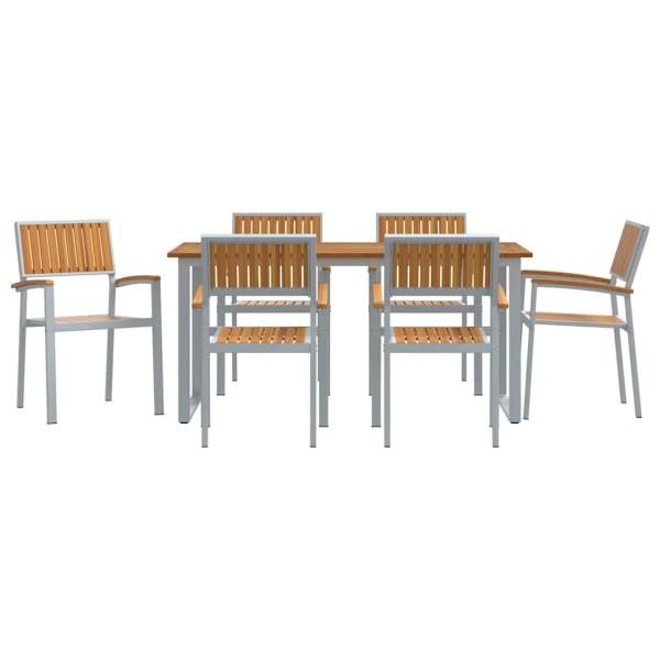 Garten Essset 7-teiliges Set Grau, Braun Pulverbeschichteter Stahl