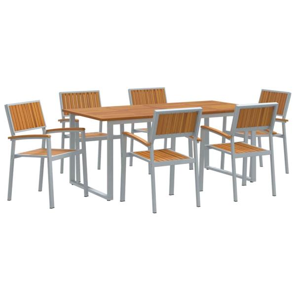 Garten Essset 7-teilig Hellgrau Aluminium Langlebig