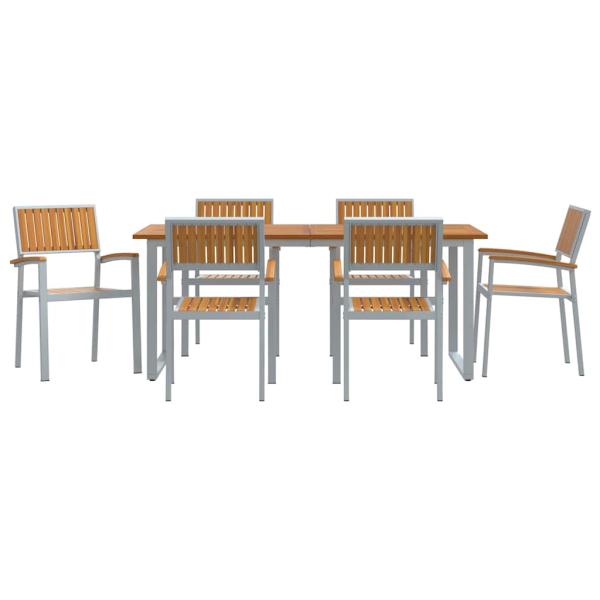 Garten Essset 7-teilig Hellgrau Aluminium Langlebig