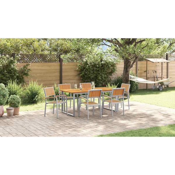 Garten Essgruppe 7 pcs Grau Massivholz Akazie