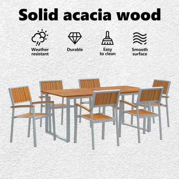 Garten Essgruppe 7 pcs Grau Massivholz Akazie