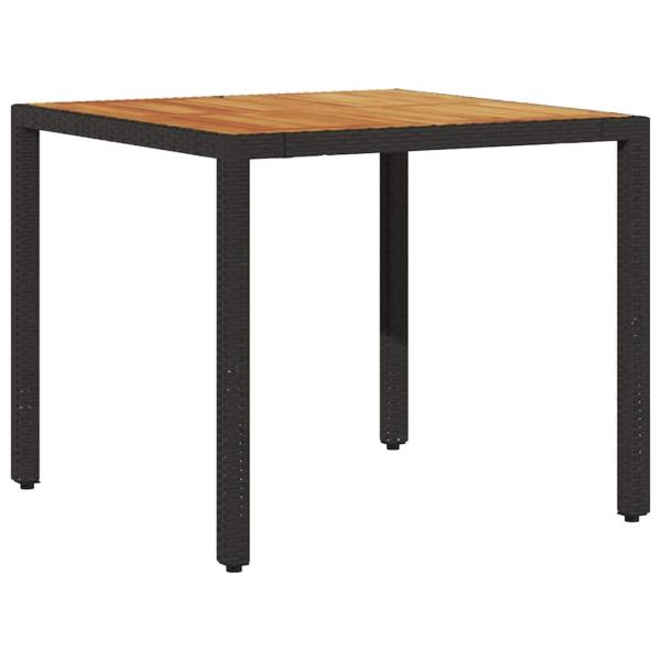 5-teiliges Garten-Essgruppen-Set mit Kissen in Schwarz aus Poly-Rattan