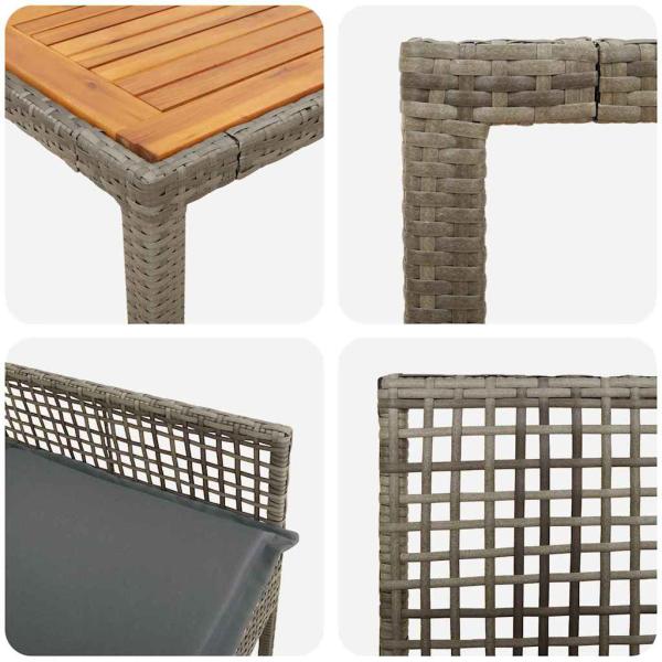 5-teiliges Garten Esszimmer Set mit Kissen Grau Poly Rattan