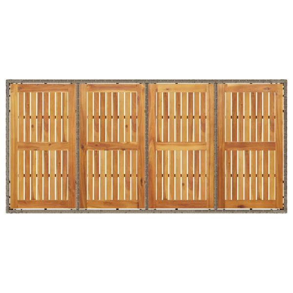 7-teiliges Garten-Eßtisch-Set mit Kissen grau Poly-Rattan