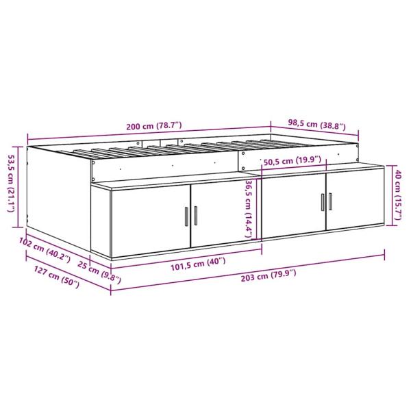 Stauraum-Bettgestell Sonoma Eiche 100x200 cm