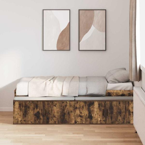 Stauraum Bettgestell Geräucherte Eiche 90x200 cm