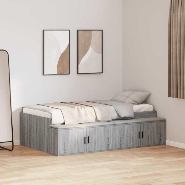 ARDEBO.de - Stauraum-Bettgestell Grau Sonoma 90x200 cm