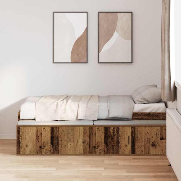 Stauraumbettgestell Altholz 90 x 200 cm