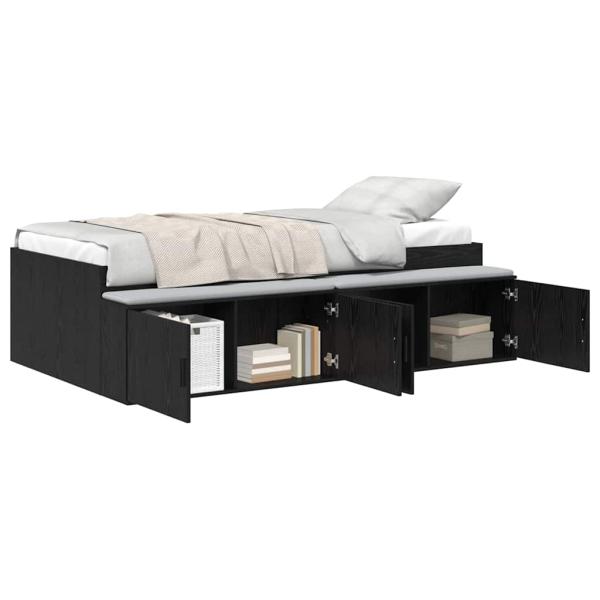 Stauraum Bettgestell Schwarz Eiche 90x190 cm
