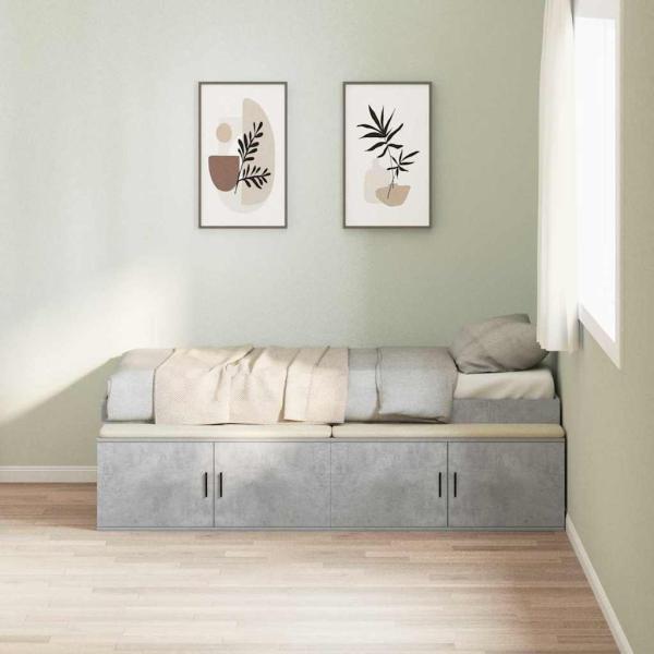 ARDEBO.de - Stauraum Bettgestell Betongrau 75x190 cm