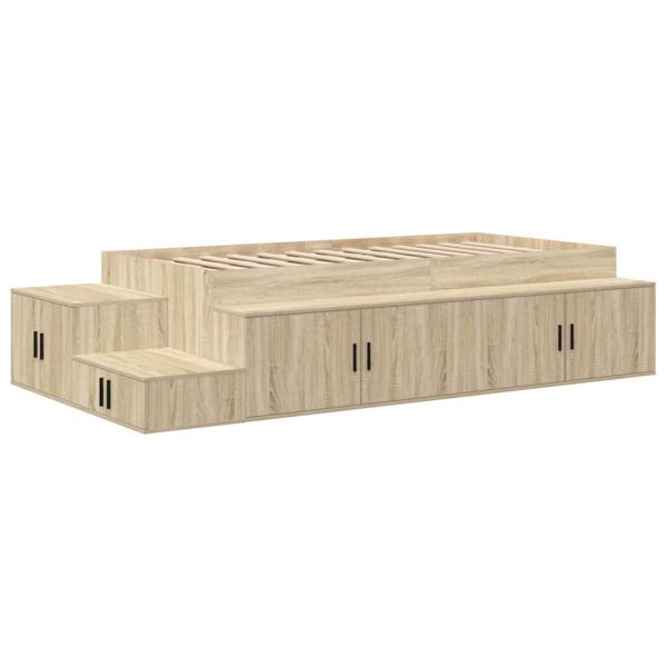 Stauraum Bettgestell Sonoma Eiche 100x200 cm