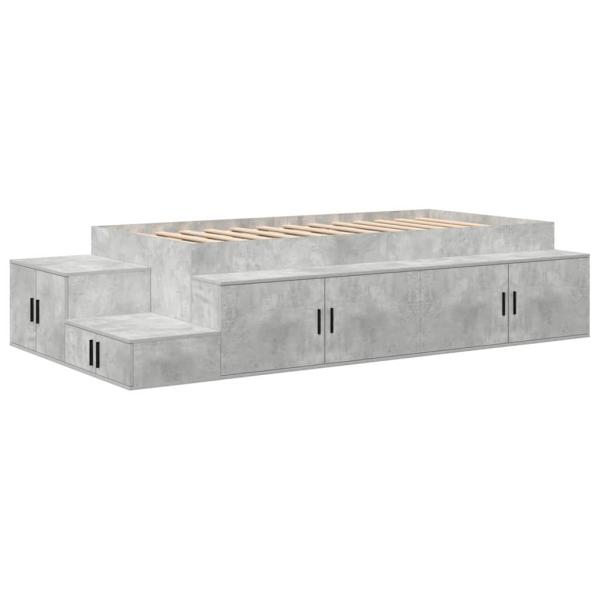 Bettgestell mit Stauraum Beton grau 100x200 cm