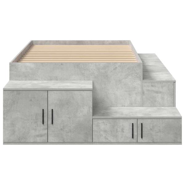 Bettgestell mit Stauraum Beton grau 100x200 cm