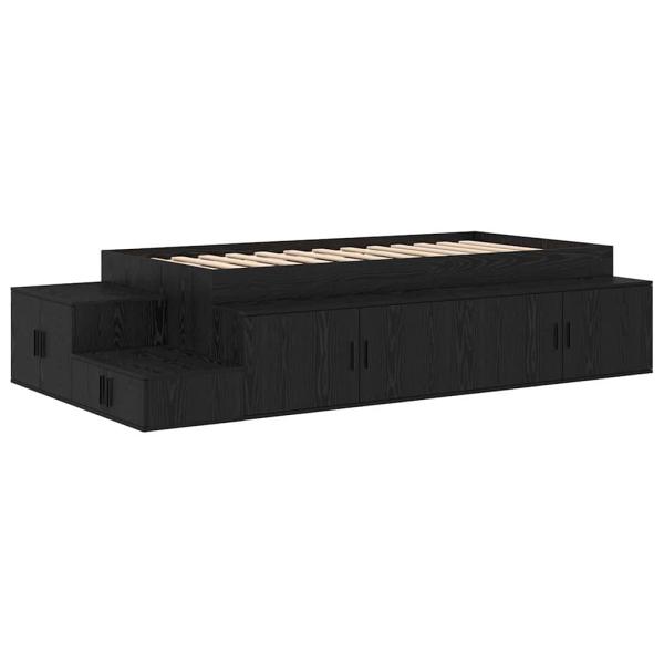 Stauraum Bettgestell Schwarz-Eiche 80x200 cm