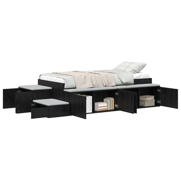 Stauraum Bettgestell Schwarz-Eiche 80x200 cm