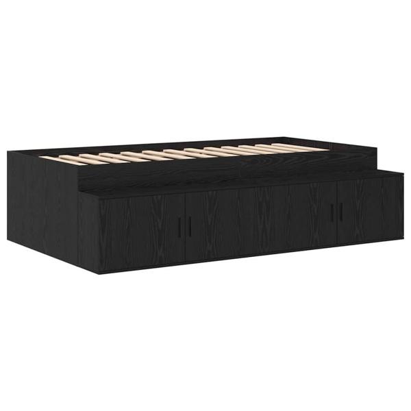 Stauraum Bettgestell Schwarz-Eiche 80x200 cm