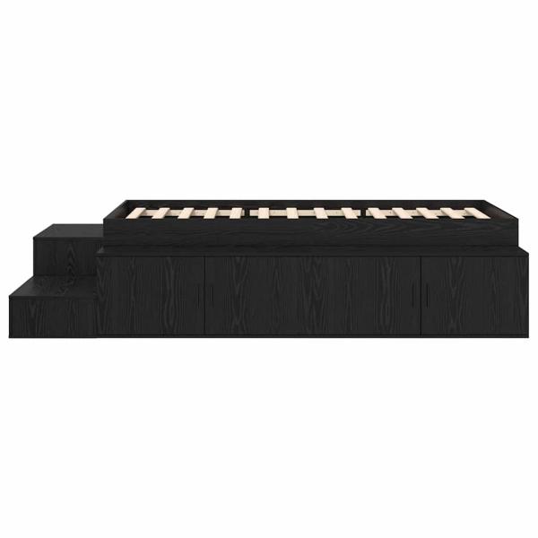 Stauraum Bettgestell Schwarz-Eiche 80x200 cm