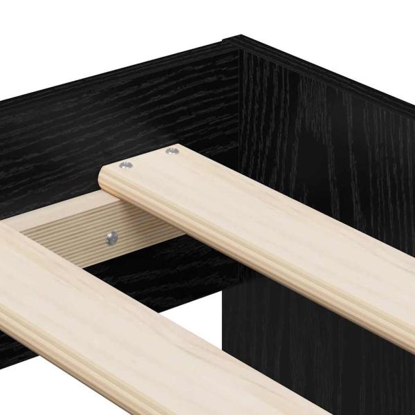 Stauraum Bettgestell Schwarz-Eiche 80x200 cm