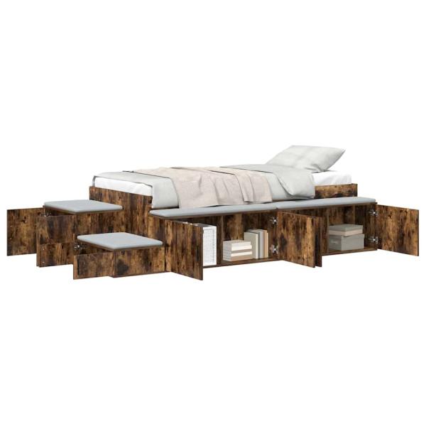 Stauraumbett Geräucherte Eiche Spanplatte, MDF 90 x 190 cm