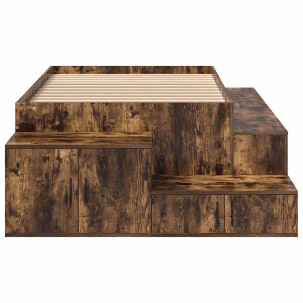 Stauraumbett Geräucherte Eiche Spanplatte, MDF 90 x 190 cm