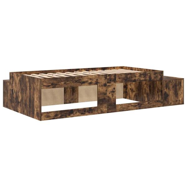 Stauraumbett Geräucherte Eiche Spanplatte, MDF 90 x 190 cm