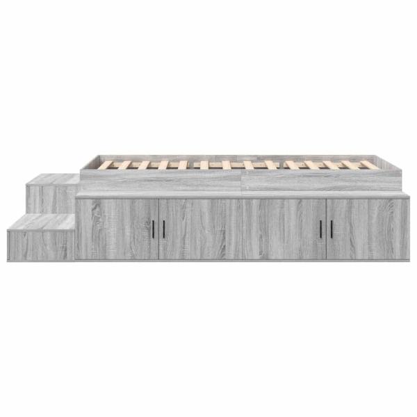 Stauraum Bett Grau Sonoma MDF Einzel 90 x 190 cm
