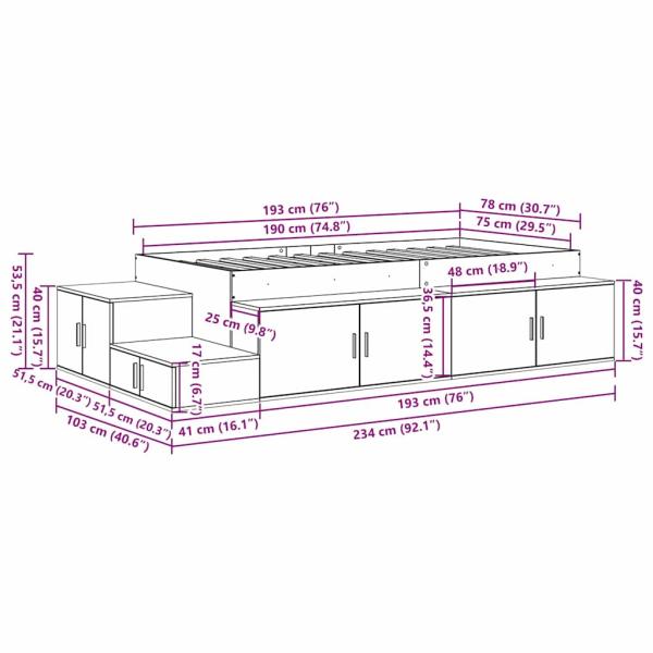 Stauraum Bettgestell Weiß 75x190 cm