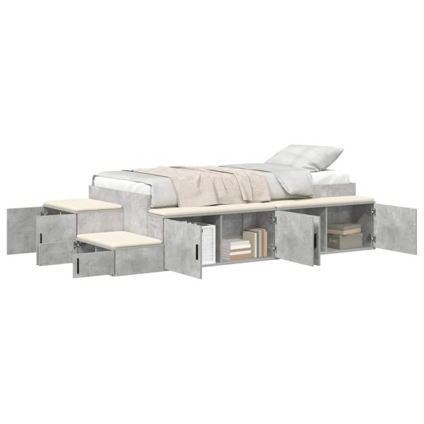 Stauraum Bett Beton Grau Holzwerkstoff 75 x 190 cm