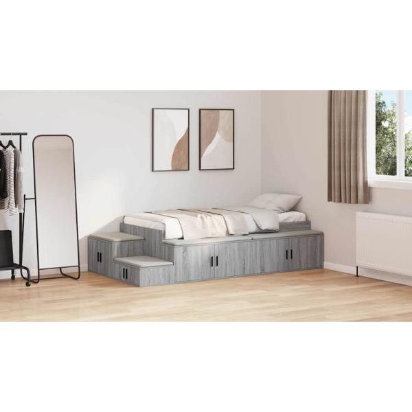 Stauraum Bett Grau Sonoma Holzwerkstoff 75 x 190 cm