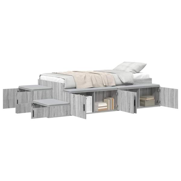 Stauraum Bett Grau Sonoma Holzwerkstoff 75 x 190 cm