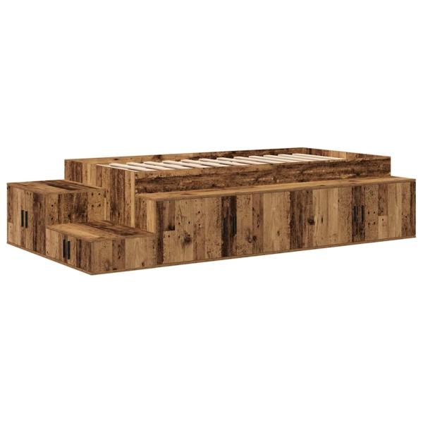Stauraumbett Altholz Massivholz und Furniere 75 x 190 cm Stauraum