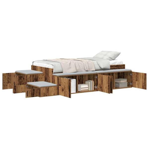 Stauraumbett Altholz Massivholz und Furniere 75 x 190 cm Stauraum