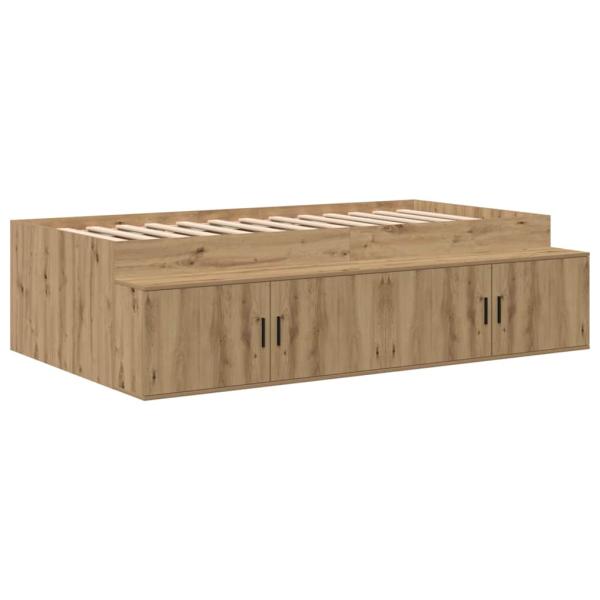 Stauraum Bett Massivholz Eiche Holzwerkstoff 75 x 190 cm