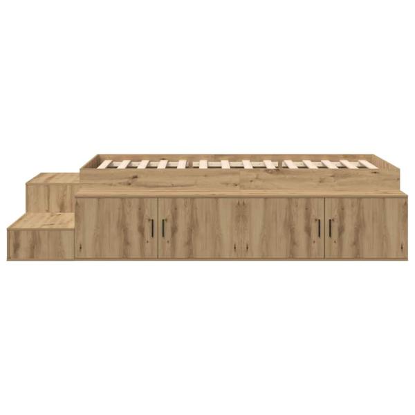 Stauraum Bett Massivholz Eiche Holzwerkstoff 75 x 190 cm