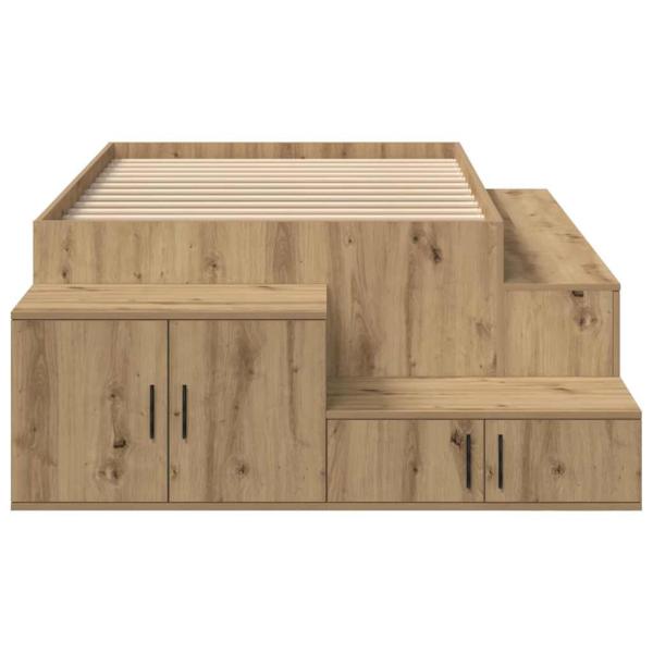 Stauraum Bett Massivholz Eiche Holzwerkstoff 75 x 190 cm