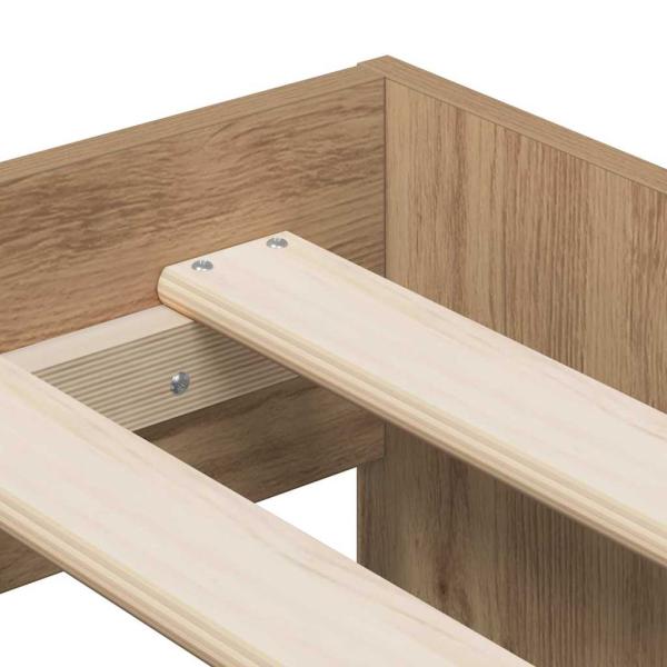 Stauraum Bett Massivholz Eiche Holzwerkstoff 75 x 190 cm