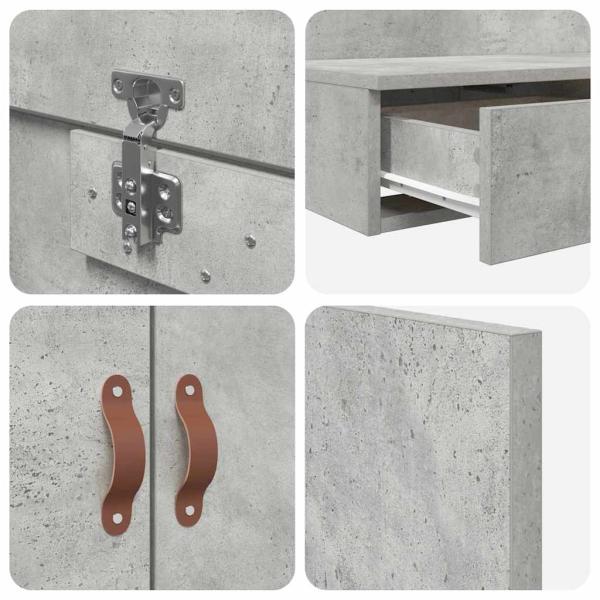Stauraumbettgestell Beton Grau Holzwerkstoff 236,5 x 100 x 31,5 cm