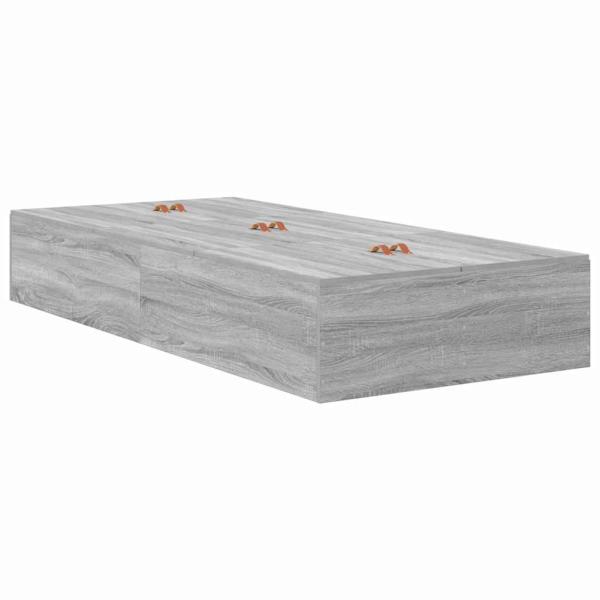 Bettgestell mit Stauraum Grau Sonoma Holzwerkstoff