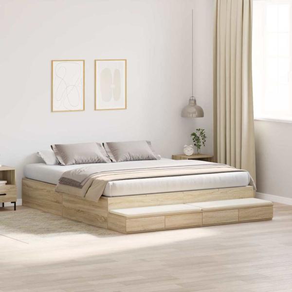 Stauraum Bettgestell Sonoma Eiche 200x200 cm