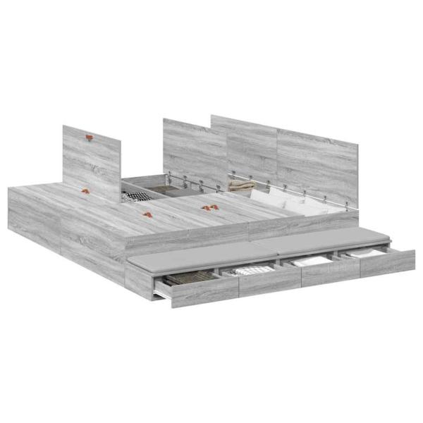 Stauraumbettgestell Grau Sonoma 200x200 cm