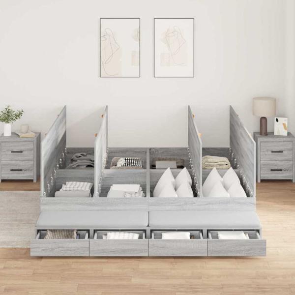 Stauraumbettgestell Grau Sonoma 200x200 cm