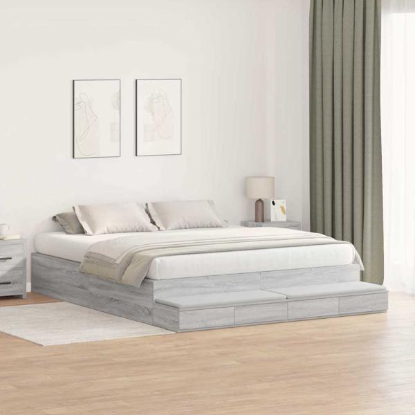 Stauraumbettgestell Grau Sonoma 200x200 cm