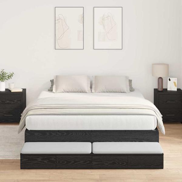 ARDEBO.de - Stauraumbettgestell Schwarze Eiche 140x200 cm