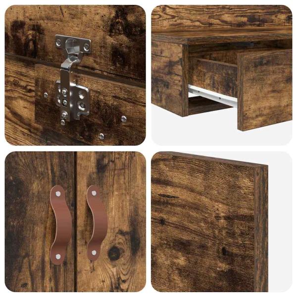 Stauraum Bettgestell Geräucherte Eiche Holz 200 x 160 cm
