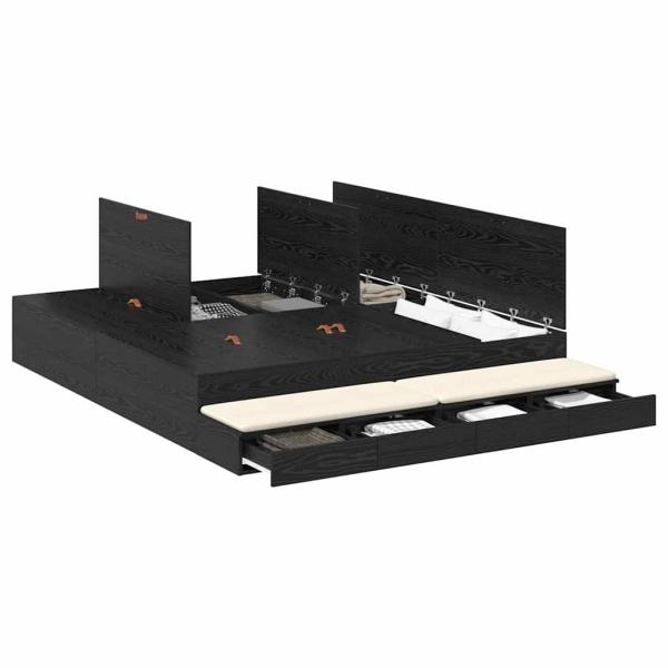 Stauraum Bettgestell Schwarz Holzwerkstoff 180 x 200 x 31,5 cm