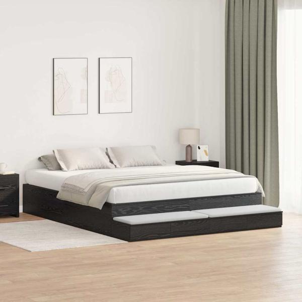 Stauraum Bettgestell Schwarz Holzwerkstoff 180 x 200 x 31,5 cm
